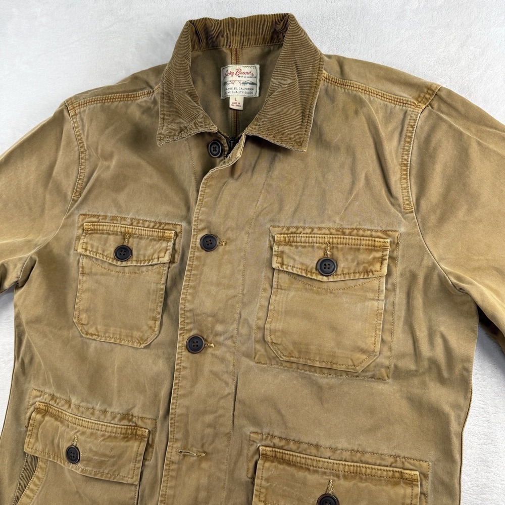 Vtg Lucky Brand Workwear Canvas Jacket Mens L Chore Field Corduroy Collar Duck